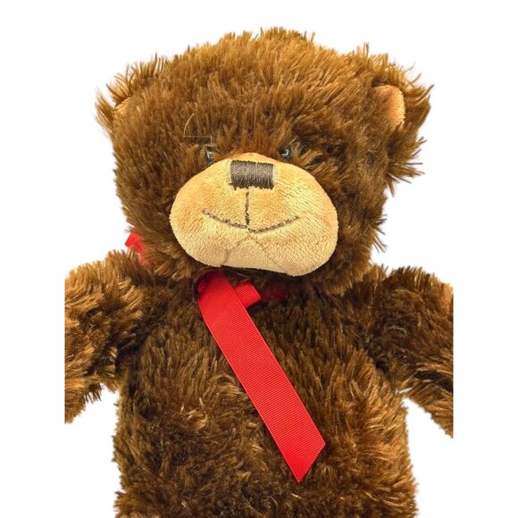 Russell Stover Candy Plush Teddy Bear Brown 17" Red Bow Weighted bottom - Picture 2 of 5